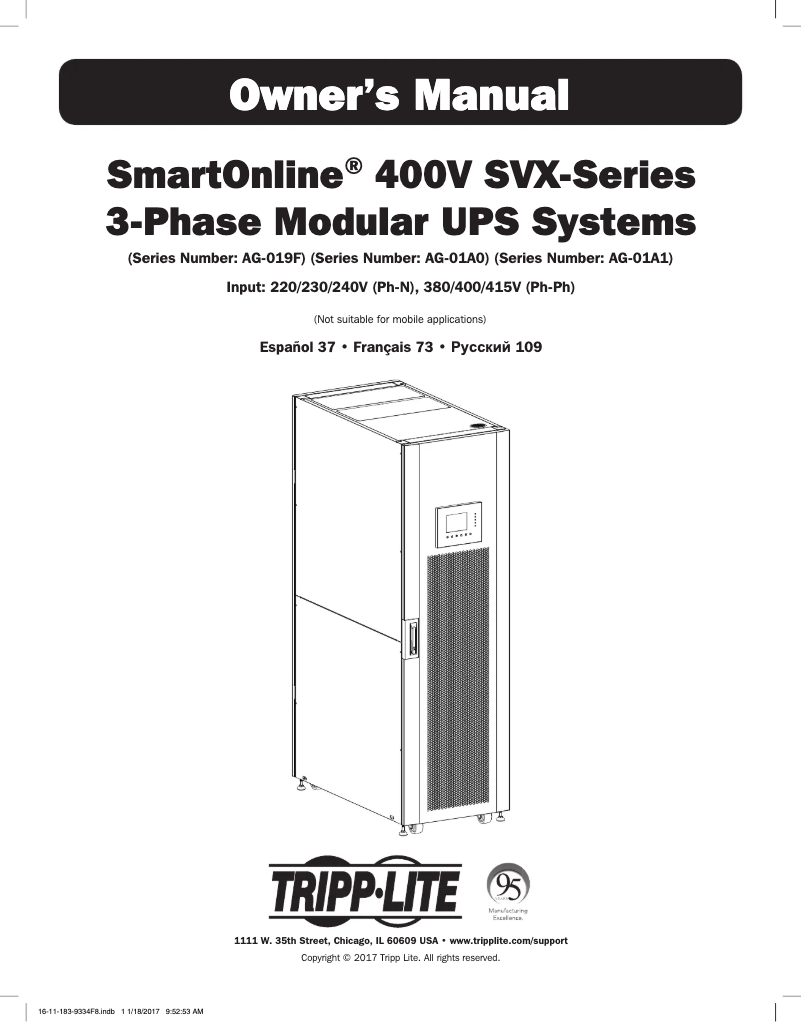 Page n°1 - Manuel utilisateur Tripp Lite SmartOnline SVX60KM2P3B