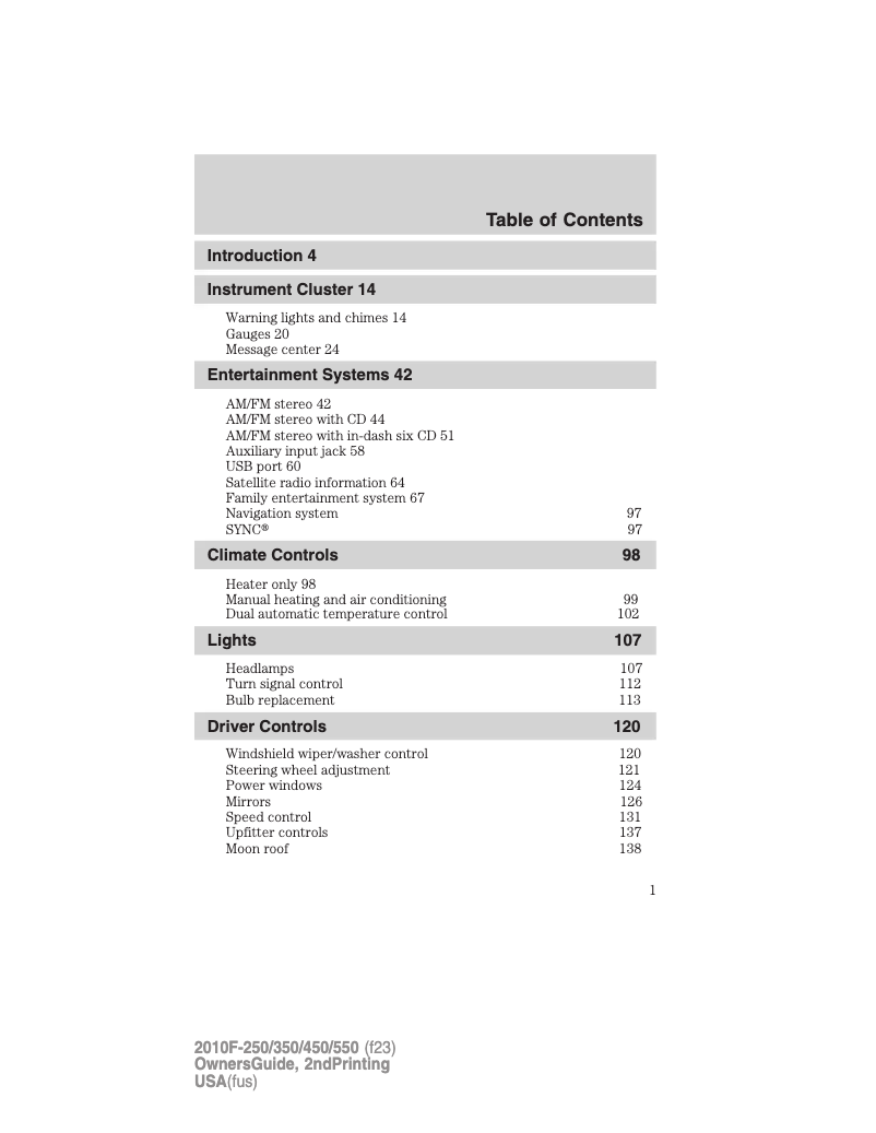 Page 1 de la notice Manuel utilisateur Ford F-350 (2008)