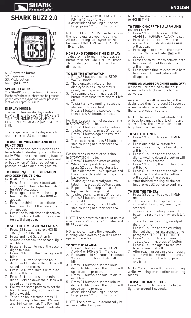 Imagen de la primera página del manual del dispositivo Shark Buzz 2.0