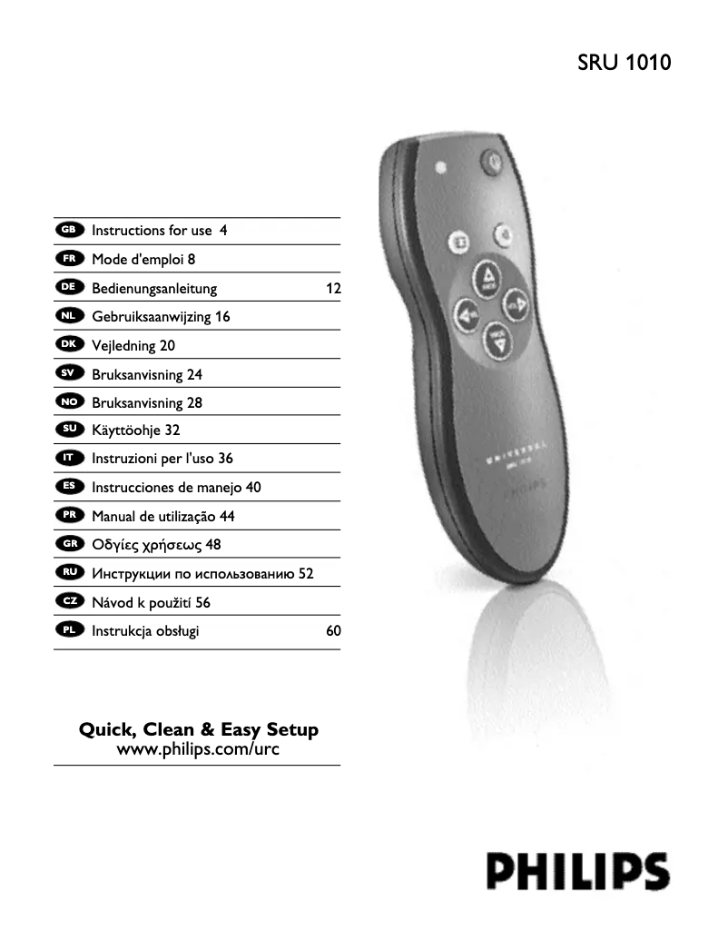 Page 1 de la notice Mode d'emploi Philips SRU1010