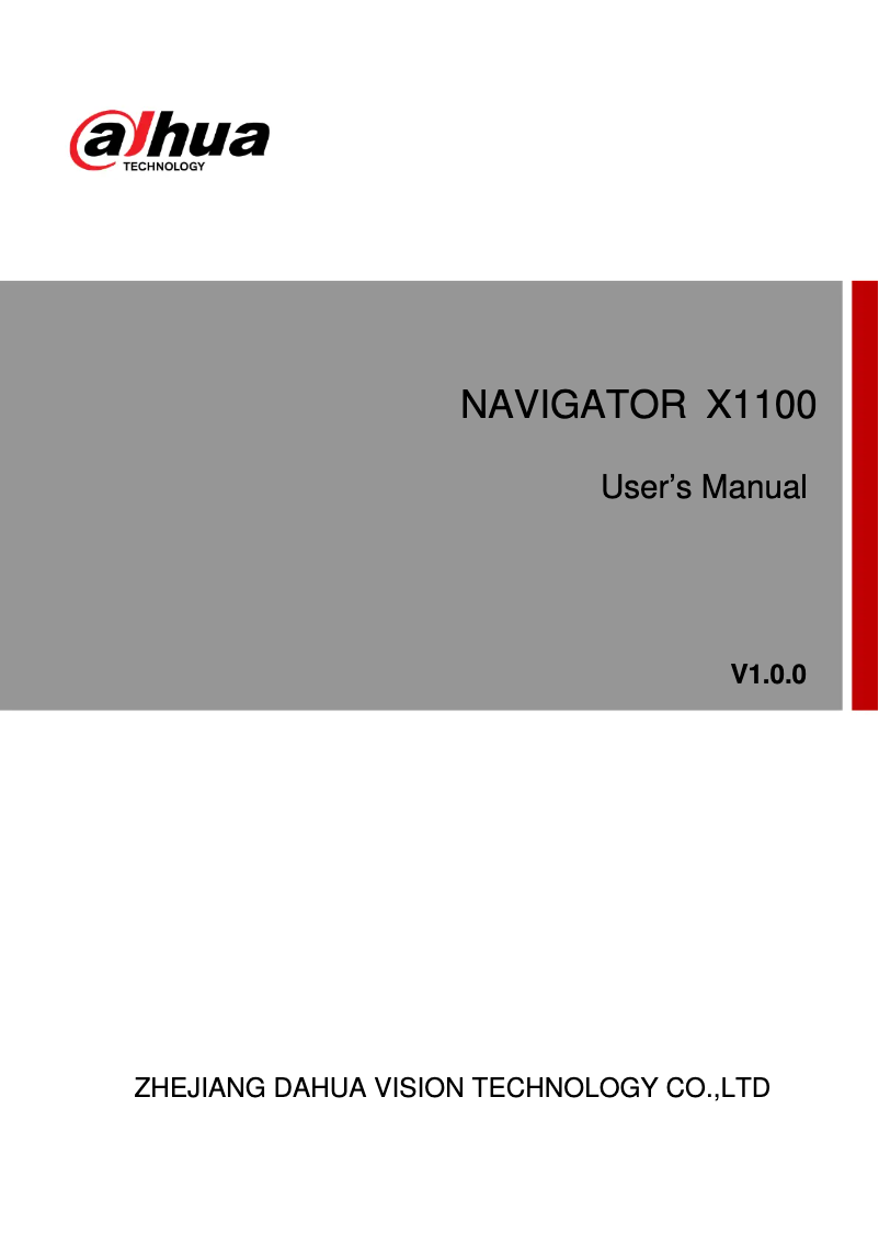 Page 1 de la notice Manuel utilisateur Dahua Technology X1100