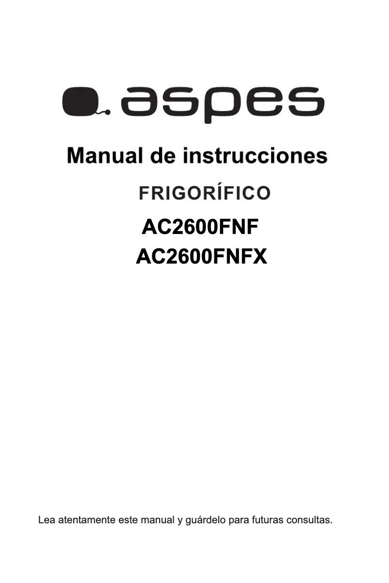 Page 1 de la notice Manuel utilisateur Aspes AC2600FNF