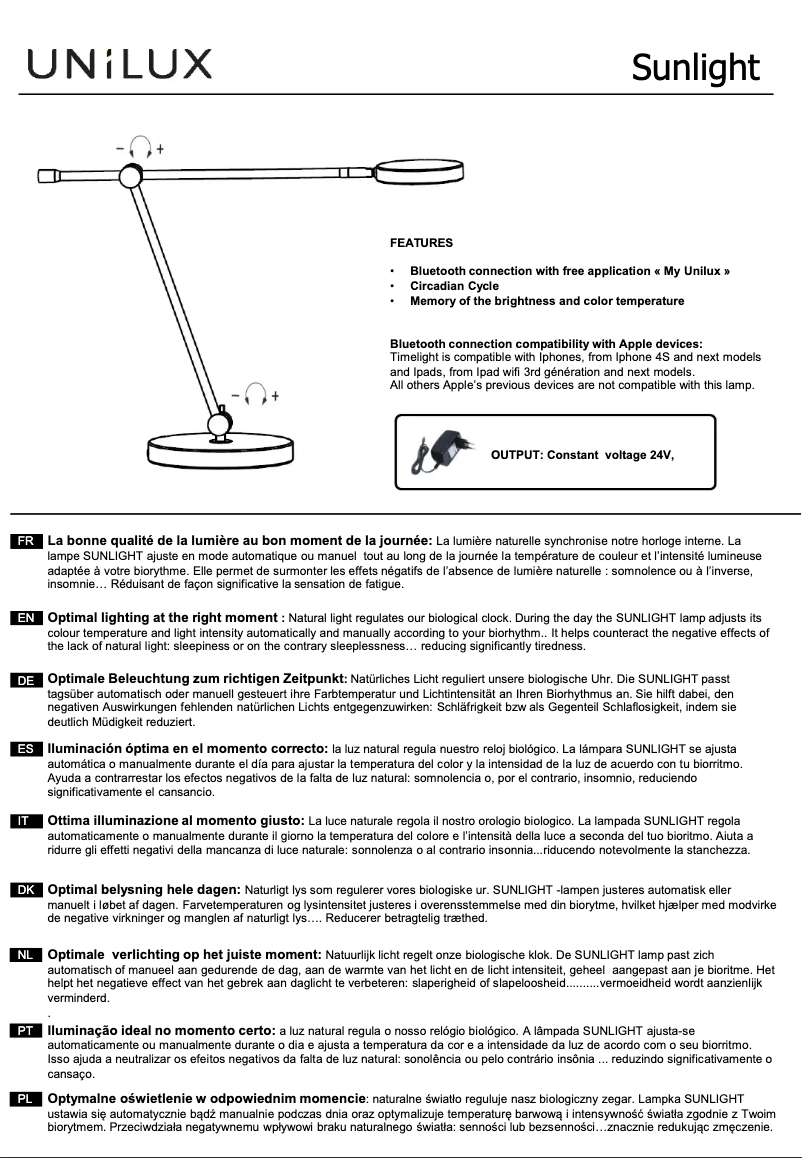 Page n°1 - Manuel utilisateur Unilux Sunlight