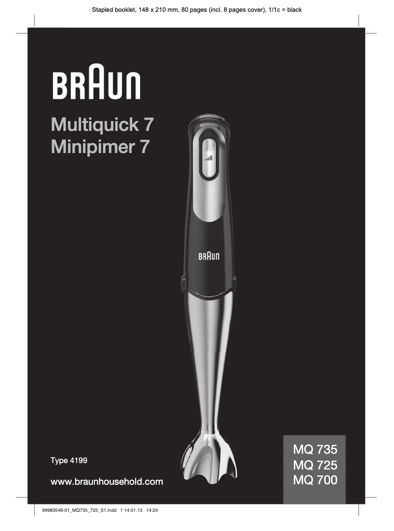 Page n°1 - Manuel utilisateur Braun Multiquick 7 MQ 735 Sauce