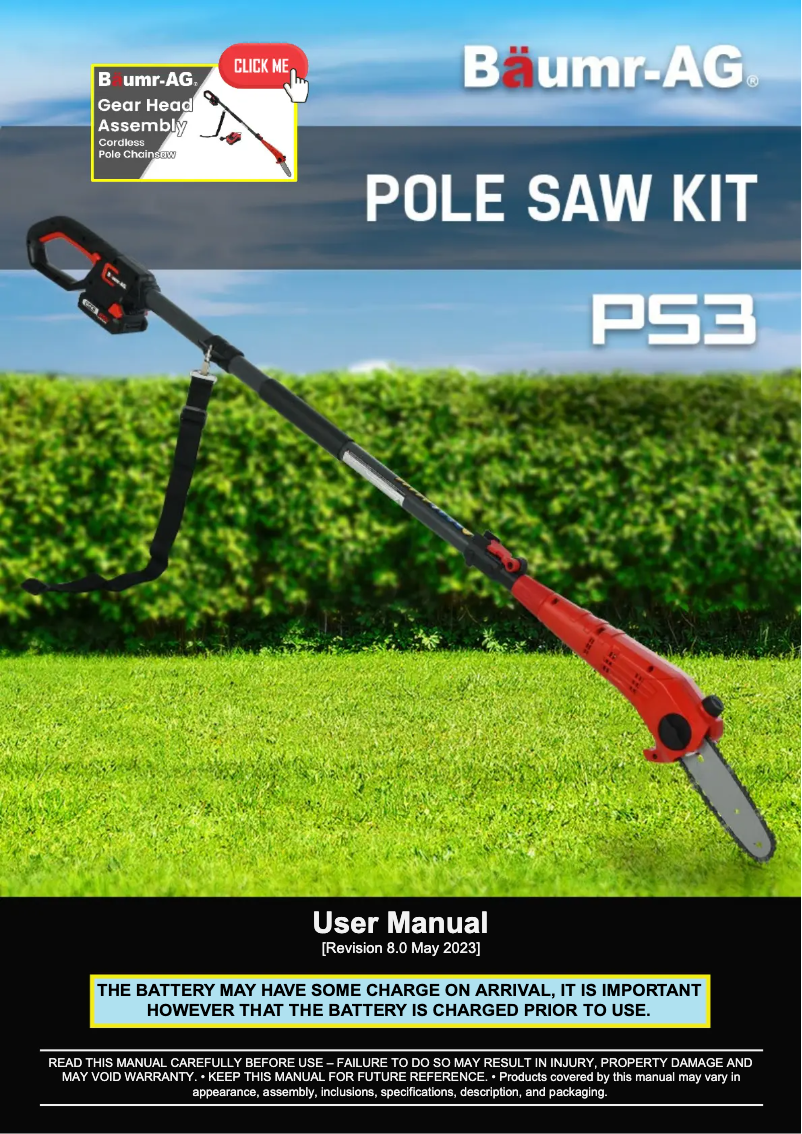 Page 1 de la notice Manuel utilisateur Baumr-AG PS3