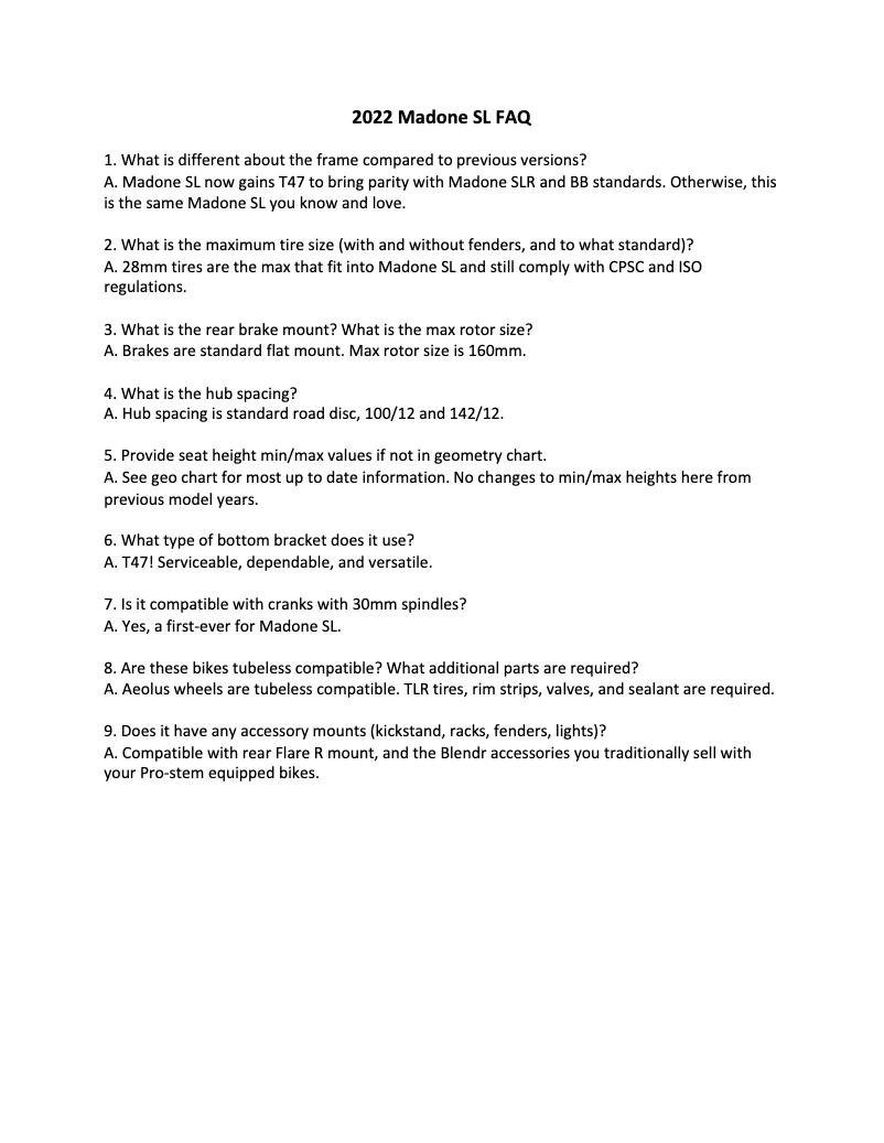 Page 1 de la notice FAQ Trek Madone SL 7 AXS