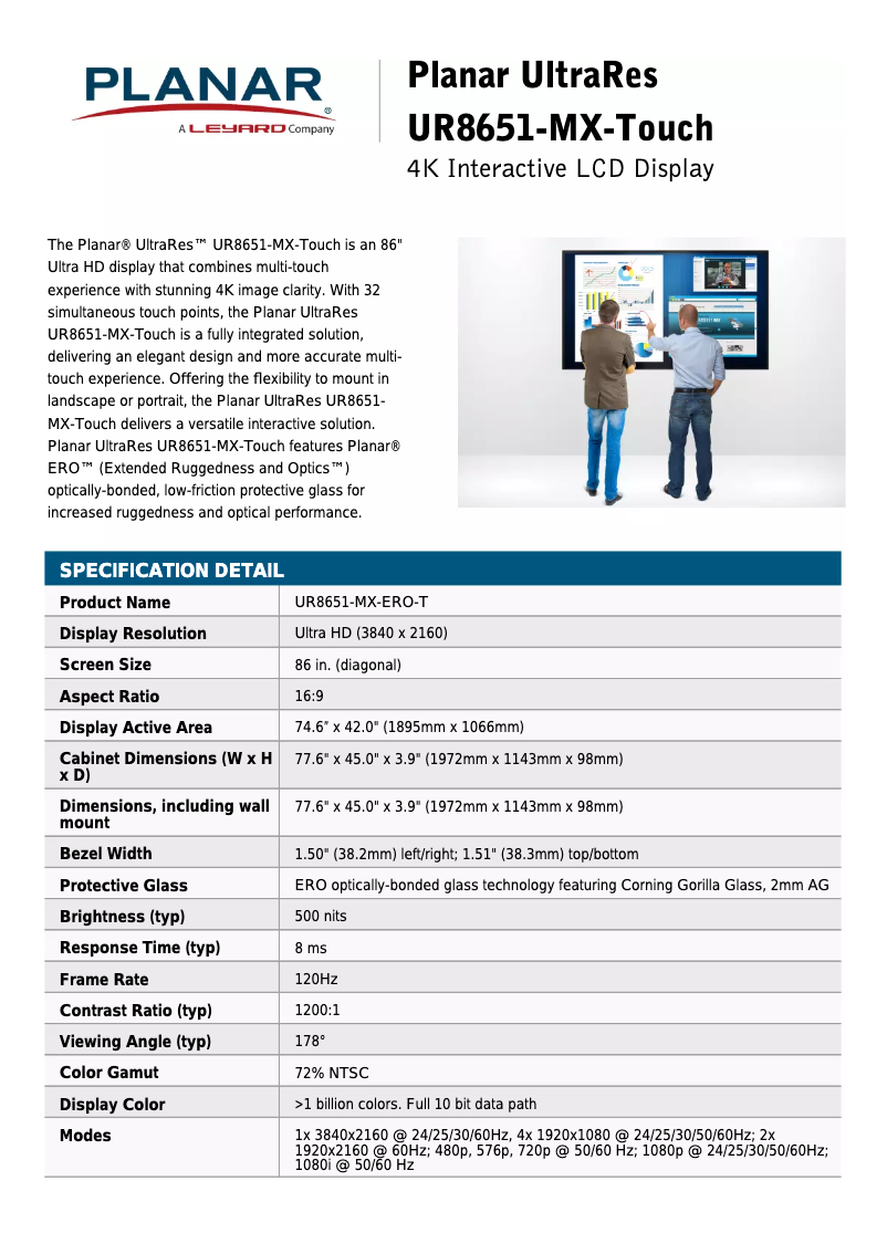 Image de la première page du manuel de l'appareil UltraRes UR8651-MX-Touch
