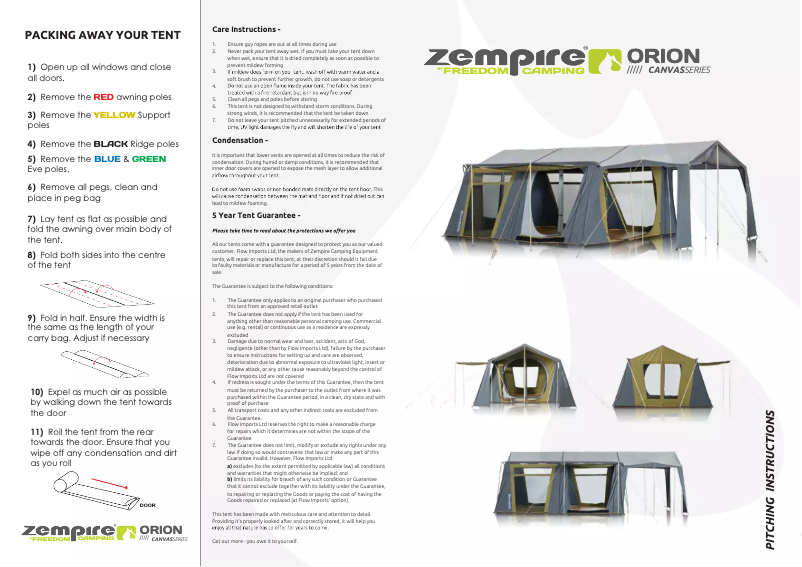Page 1 de la notice Manuel utilisateur Zempire Orion