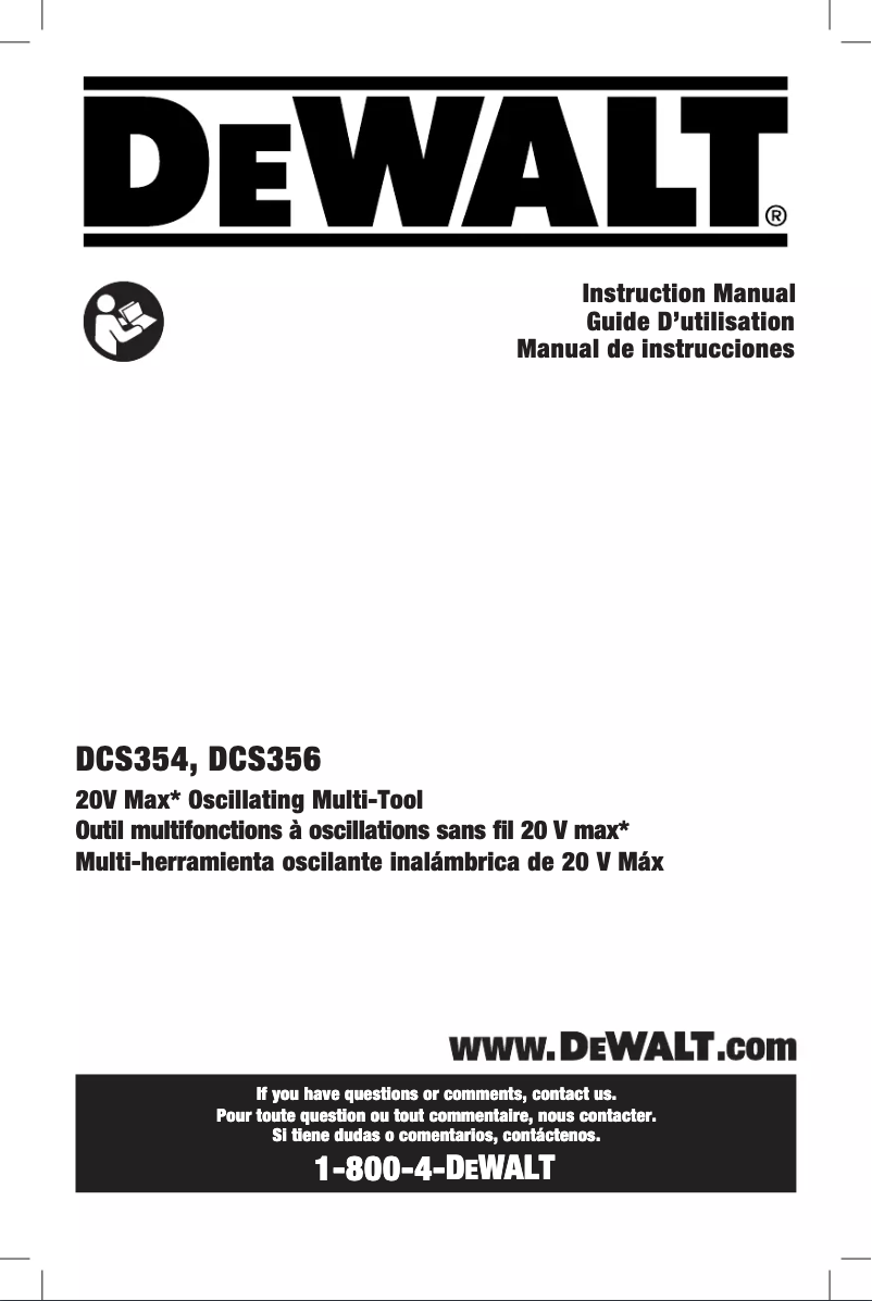 Page 1 de la notice Manuel utilisateur DeWalt DCS354