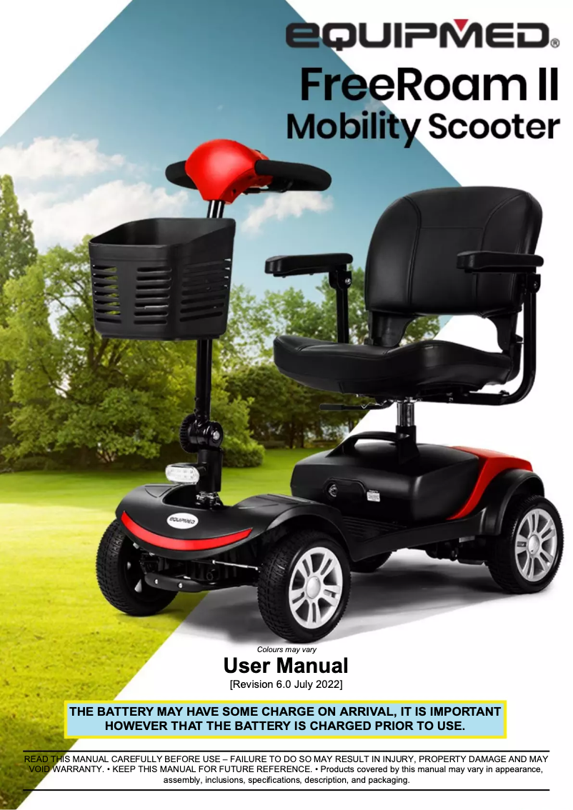 Page n°1 - Manuel utilisateur eQuipMed FreeRoam Series II