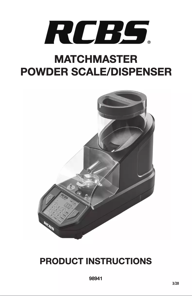 Page n°1 - Manuel utilisateur RCBS Matchmaster Powder Dispenser