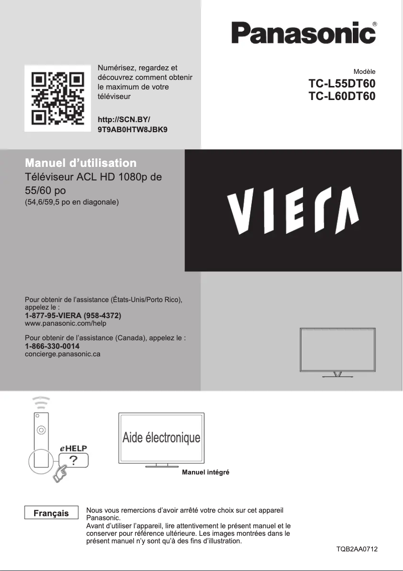 Page 1 de la notice Manuel utilisateur Panasonic Viera TC-L60DT60