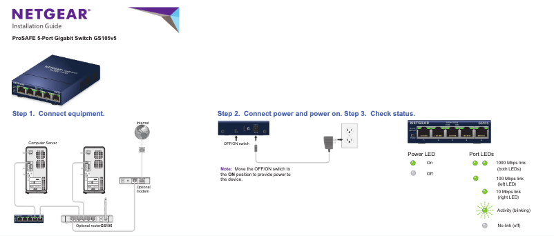 Page 1 de la notice Manuel utilisateur Netgear GS105v5