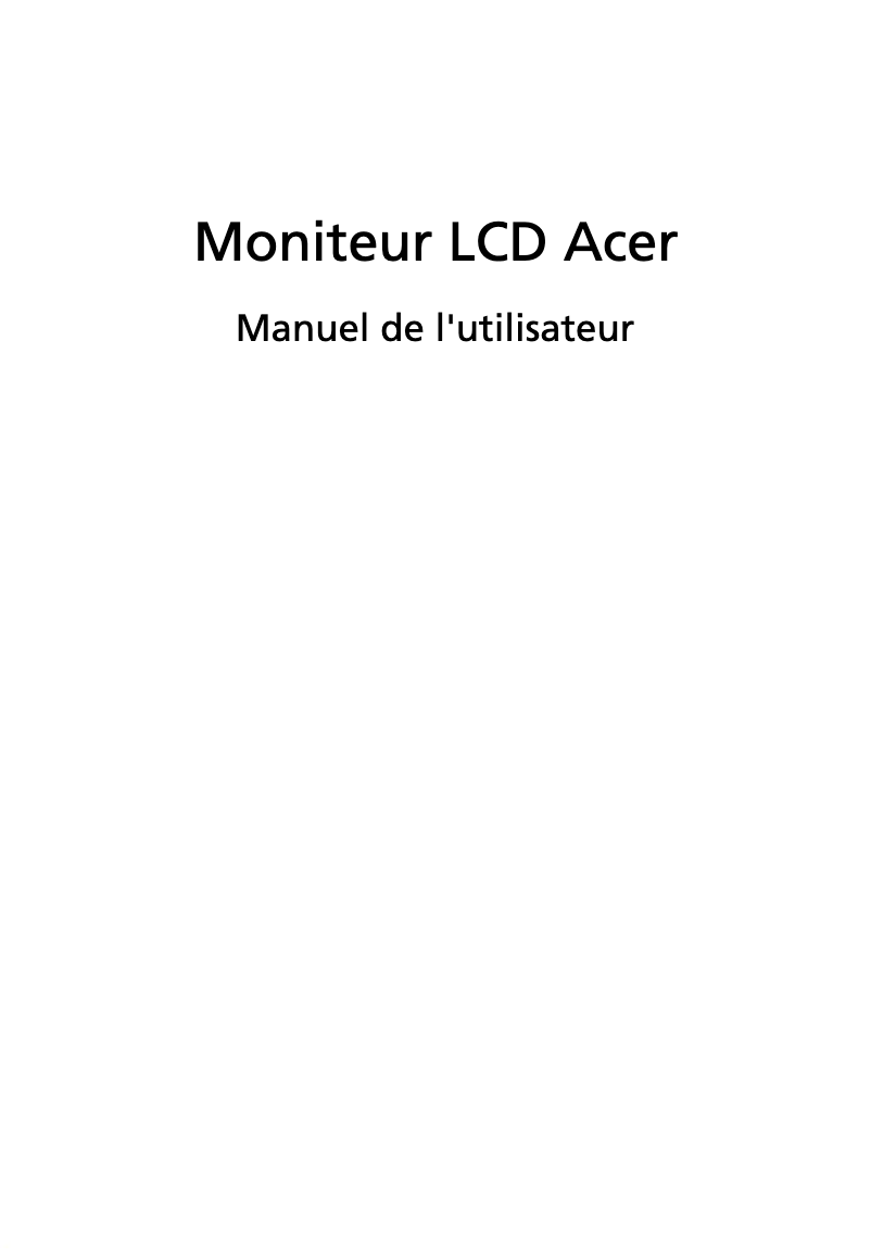 Page n°1 - Manuel utilisateur Acer VG252QX