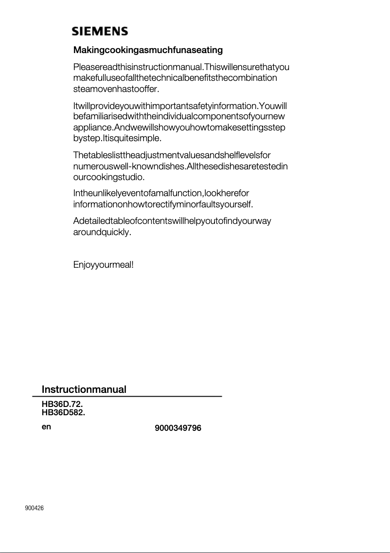 Image de la première page du manuel de l'appareil HB36D672