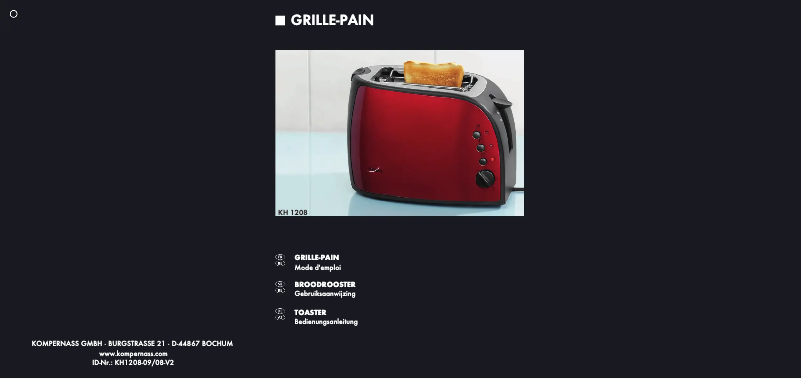 Page 1 de la notice Manuel utilisateur Bifinett KH 1208