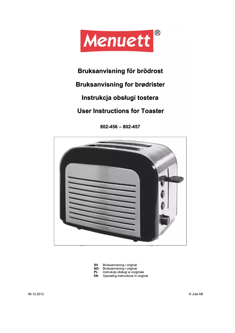 Image de la première page du manuel de l'appareil 802-457