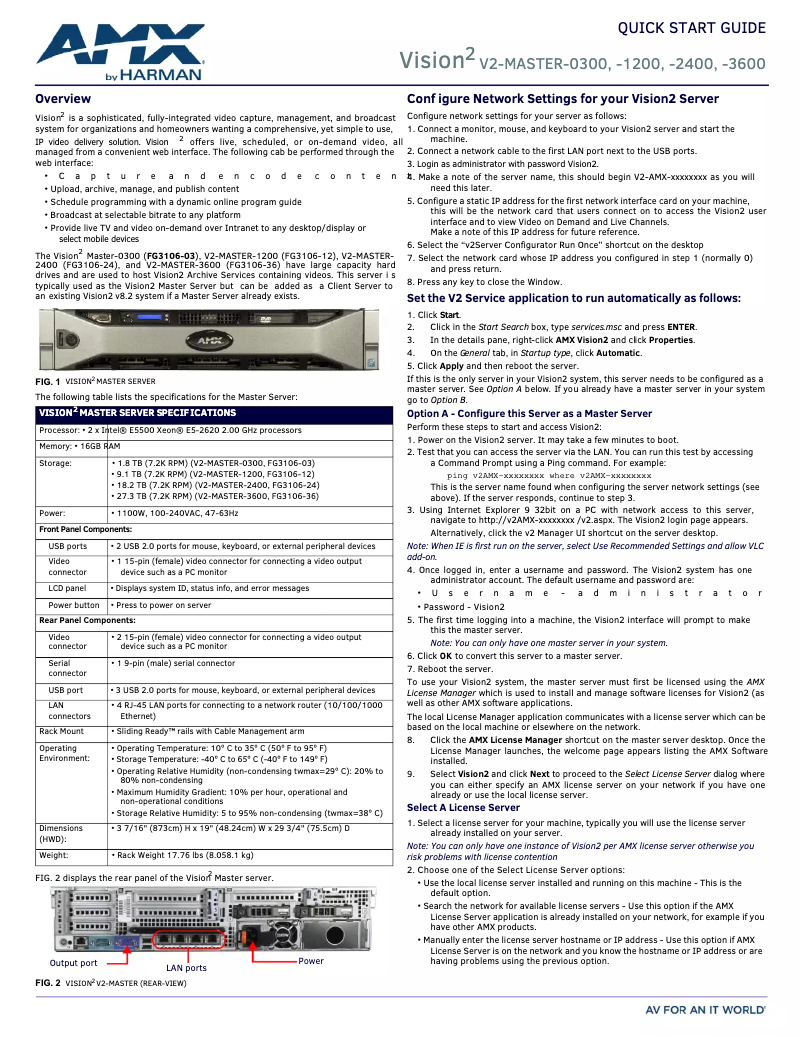 Image de la première page du manuel de l'appareil Vision²