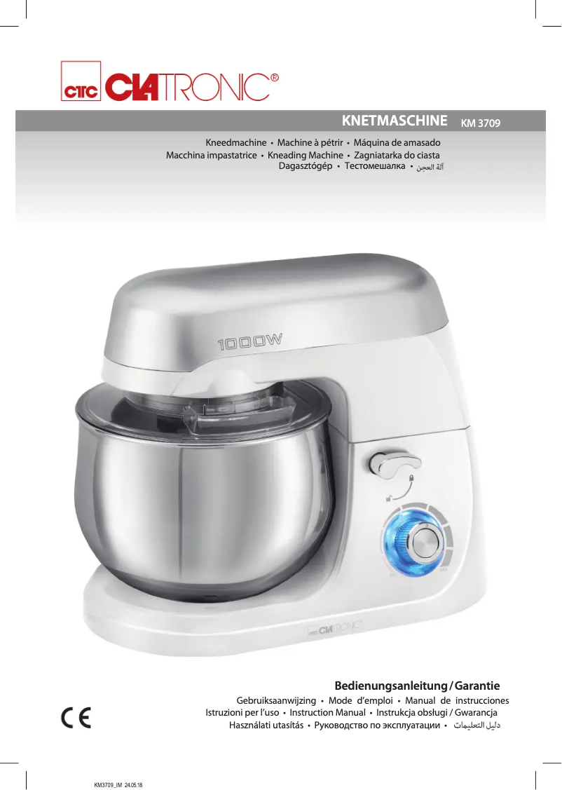 Page 1 de la notice Manuel utilisateur Clatronic KM 3709