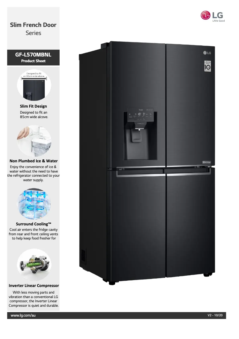 Página 1 del manual Ficha técnica LG GF-L570MBNL