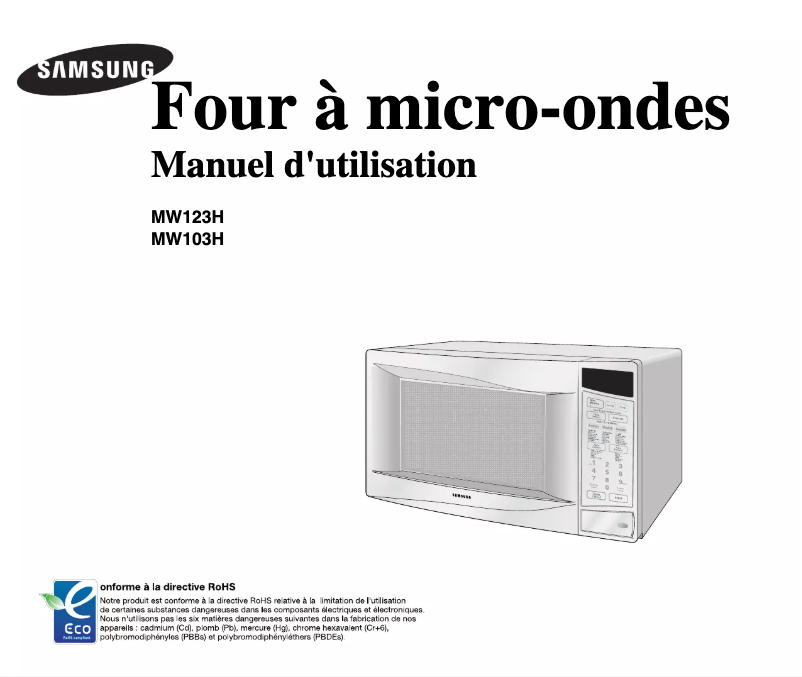 Page 1 de la notice Manuel utilisateur Samsung MW103H