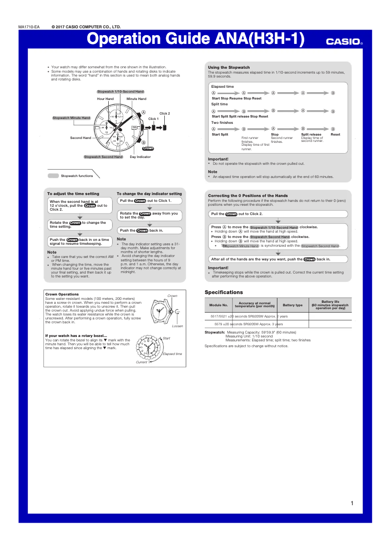 Page 1 de la notice Manuel utilisateur Casio Edifice EFR-564TR-2AER