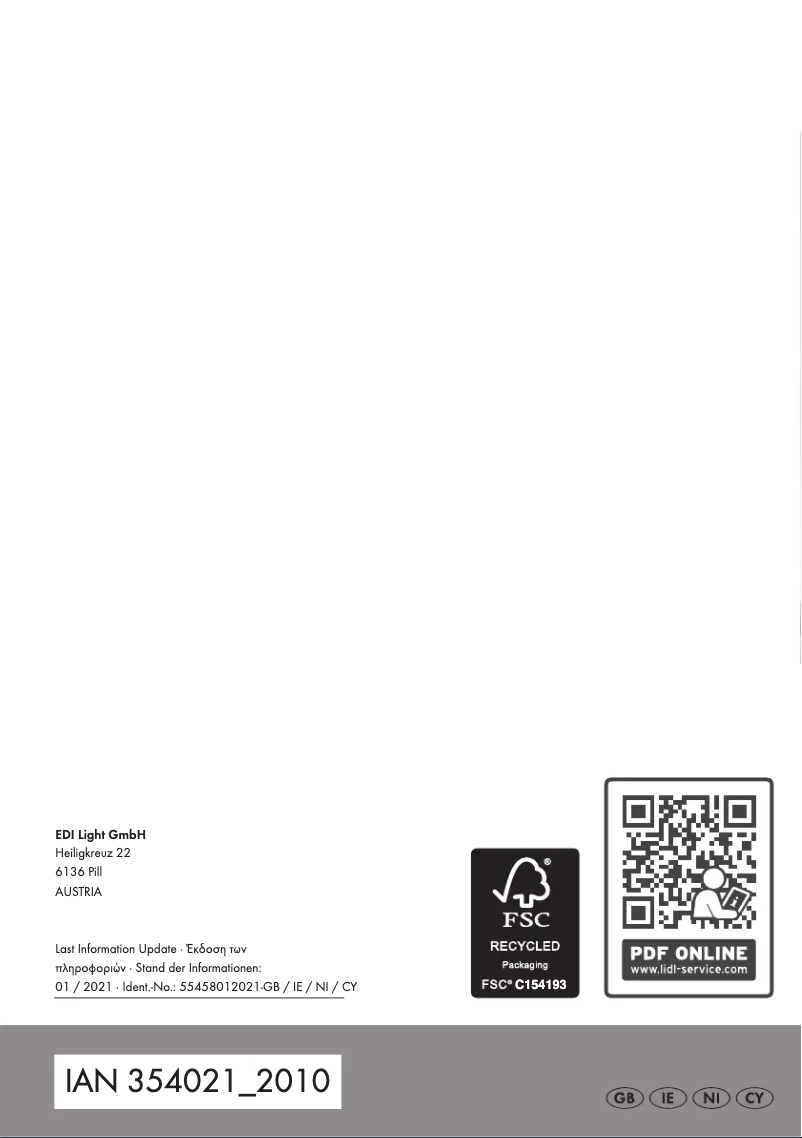 Image de la première page du manuel de l'appareil IAN 354021