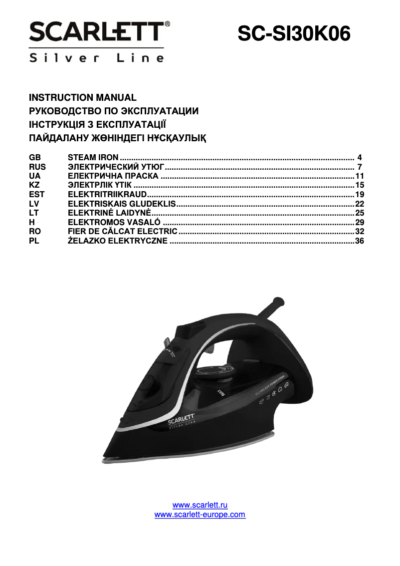 Página 1 del manual Manual de usuario Scarlett Silver Line SC-SI30K06