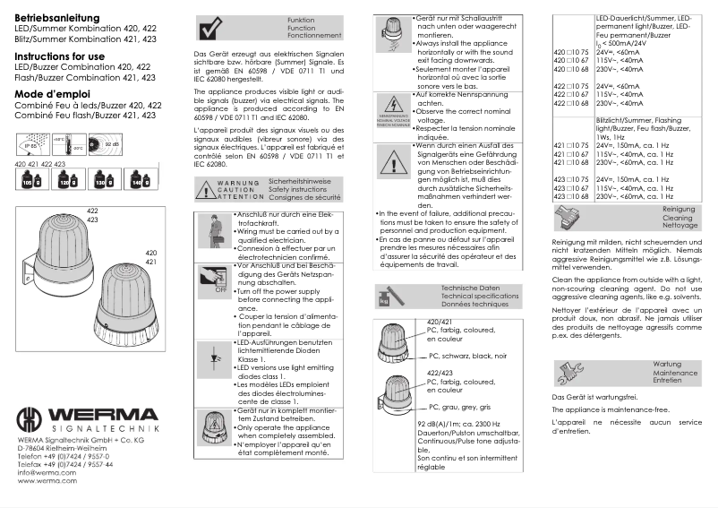 Image de la première page du manuel de l'appareil 422.110.68