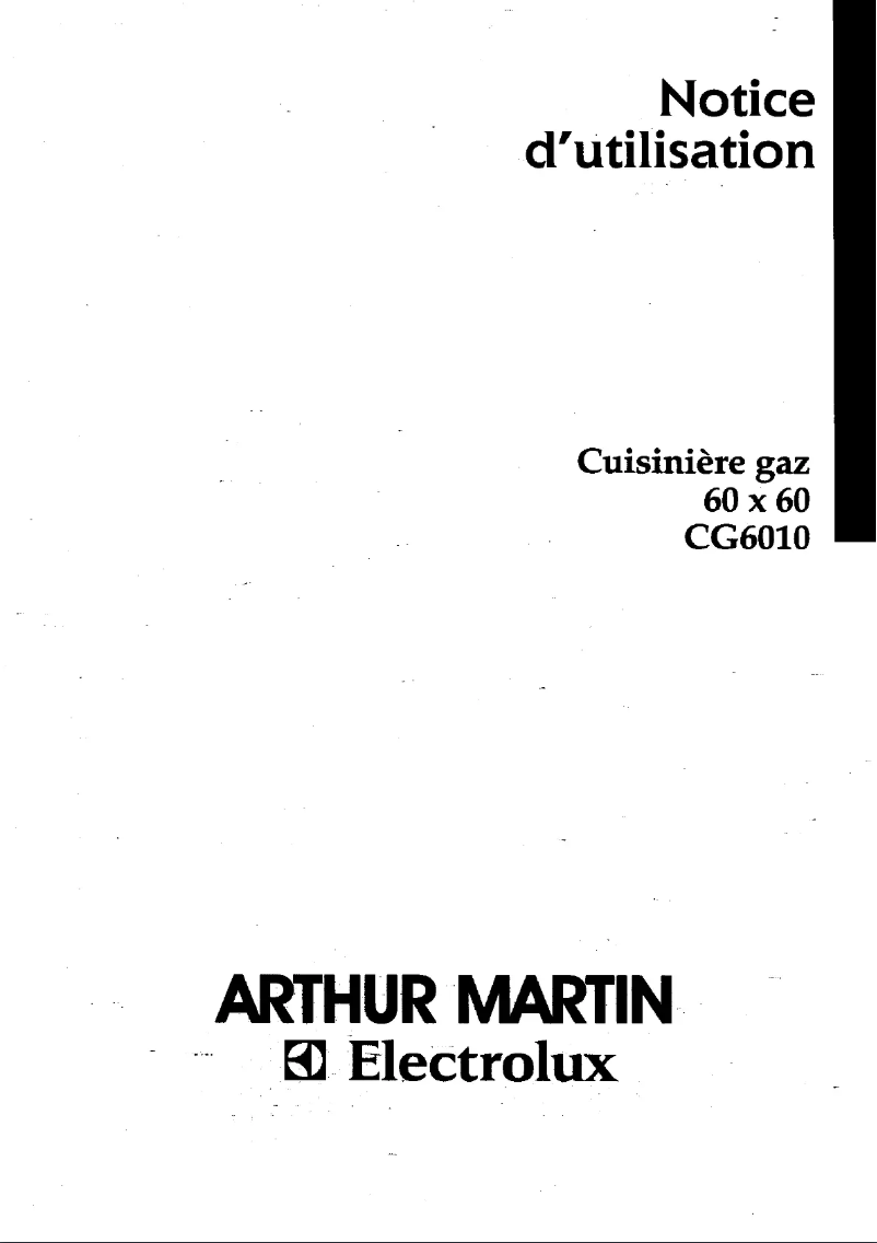 Page 1 de la notice Manuel utilisateur Arthur Martin-Electrolux CG6010W1