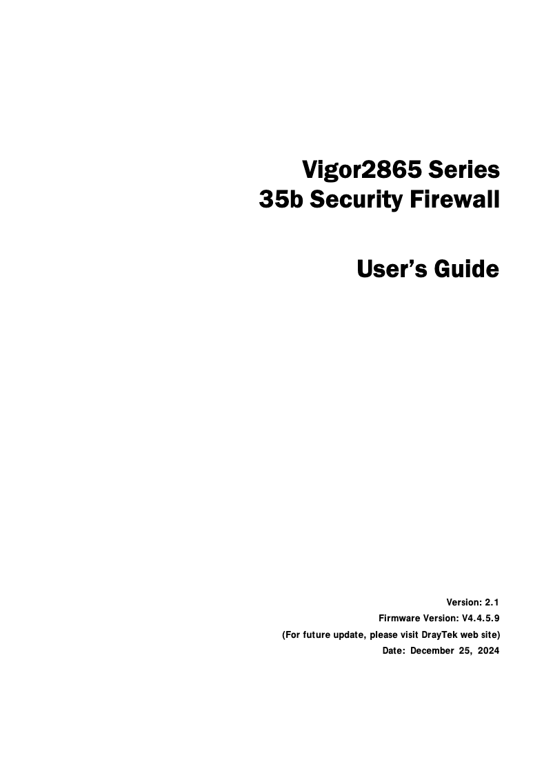 Page 1 de la notice Guide de démarrage rapide Draytek Vigor 2865