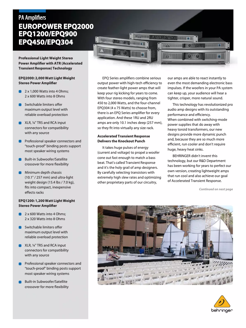 Image de la première page du manuel de l'appareil Europower EPQ450