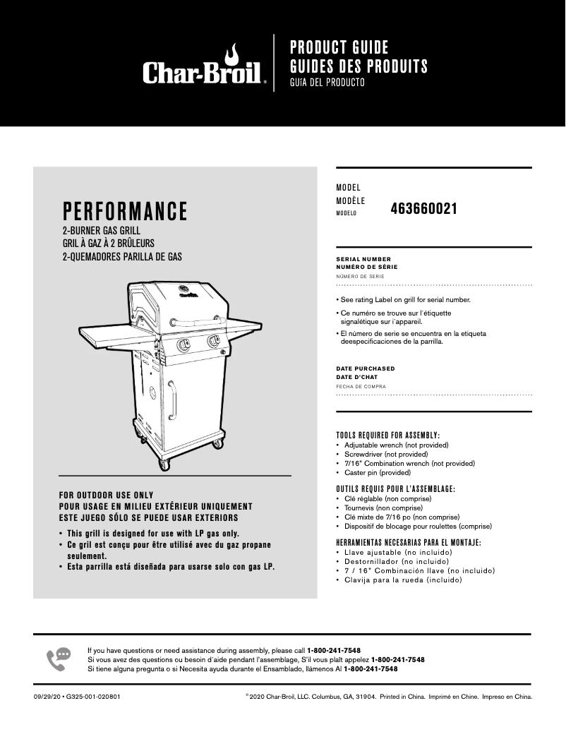 Page 1 de la notice Manuel utilisateur Char-Broil 463660021