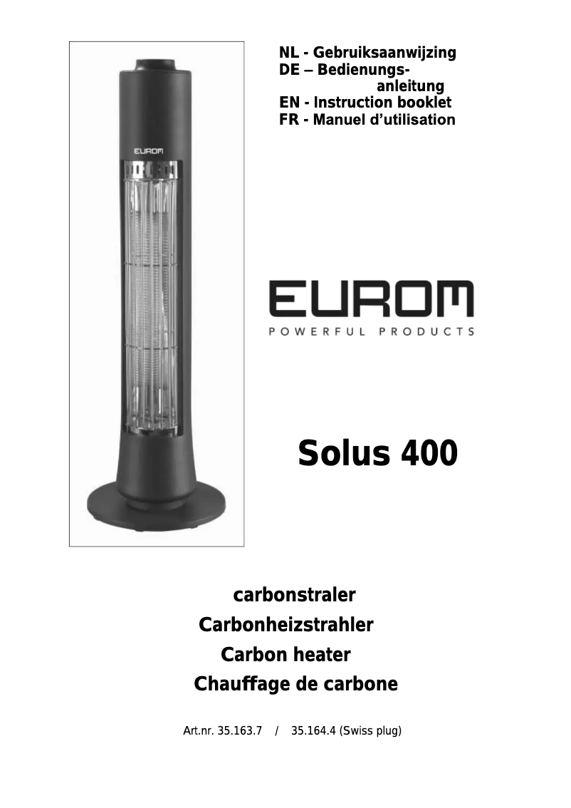 Page n°1 - Manuel utilisateur Eurom Solus 400