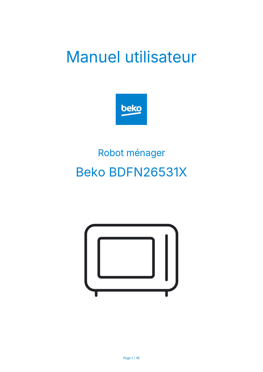 Page n°1 - Manuel utilisateur Beko BDFN26531X