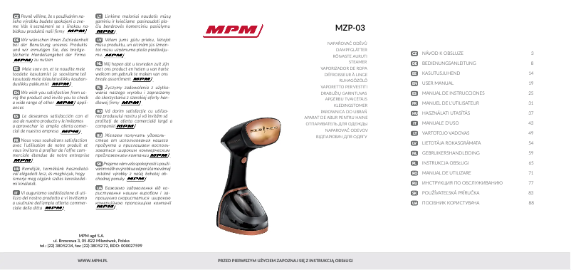 Page 1 de la notice Manuel utilisateur MPM MZP-03