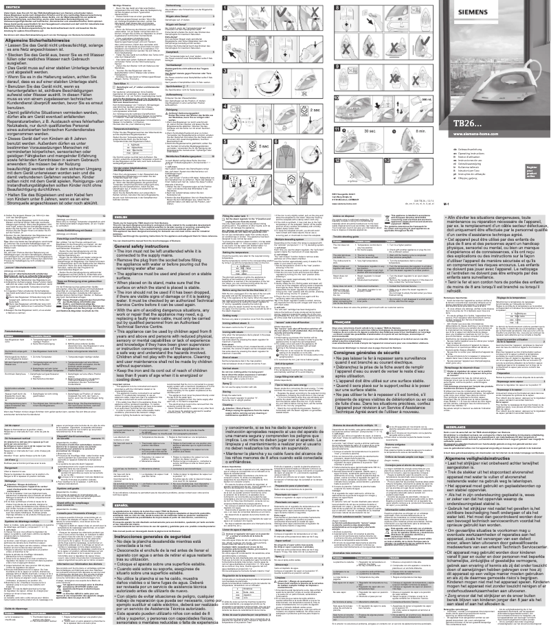 Page 1 de la notice Manuel d'utilisation et d'entretien Siemens Slider S1 Power TB26300