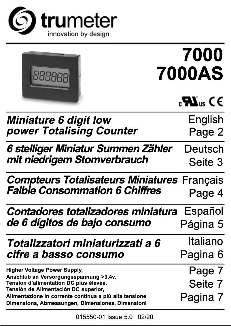 Page 1 de la notice Manuel utilisateur Trumeter 7000AS