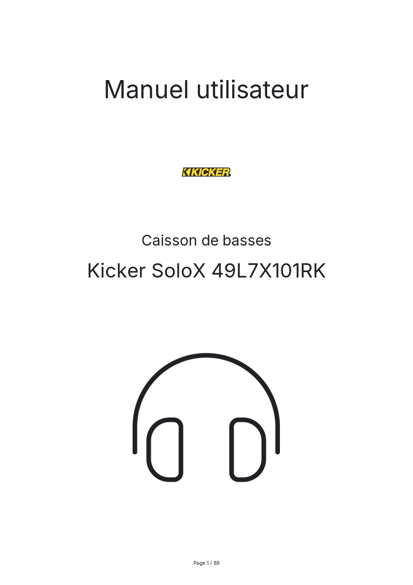 Page n°1 - Manuel utilisateur Kicker SoloX 49L7X101RK
