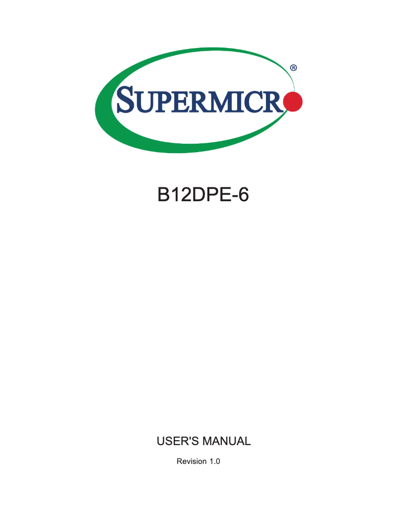 Page 1 de la notice Manuel utilisateur Supermicro B12DPE-6