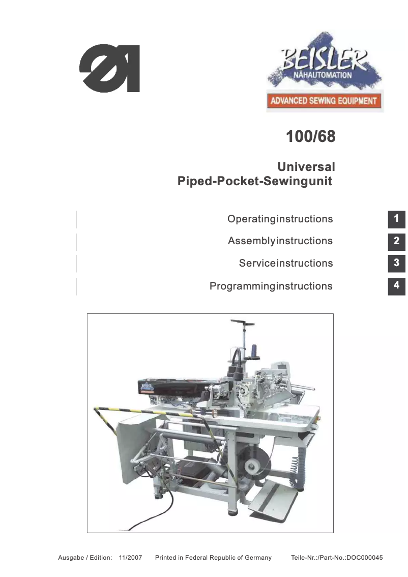 Page n°1 - Manuel utilisateur Dürkopp Adler 100-68