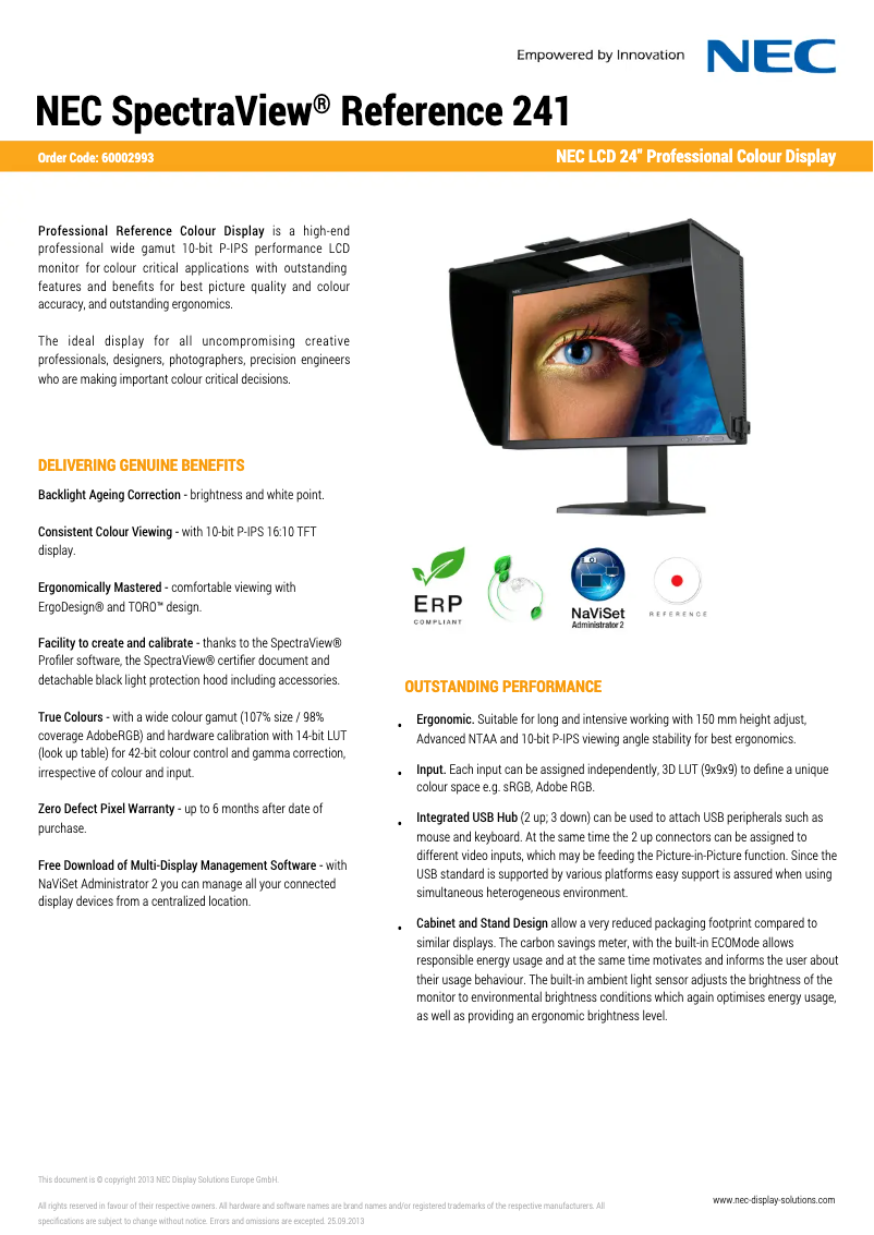 Imagen de la primera página del manual del dispositivo SpectraView