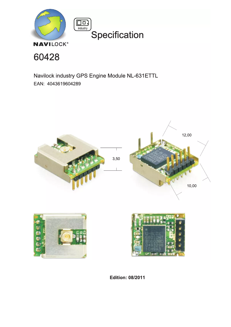 Page 1 de la notice Manuel utilisateur Navilock NL-631ETTL