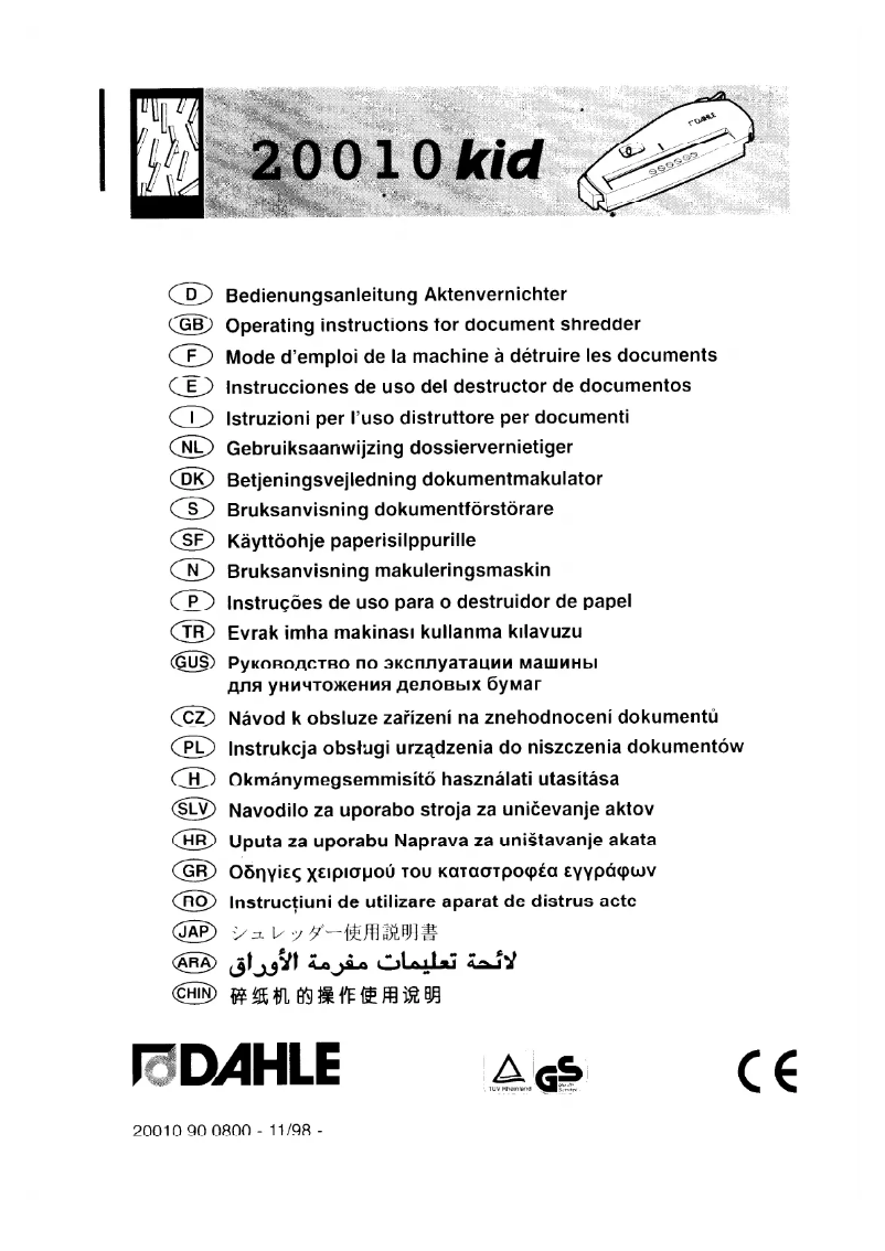 Página 1 del manual Manual de usuario Dahle 20010 Kid