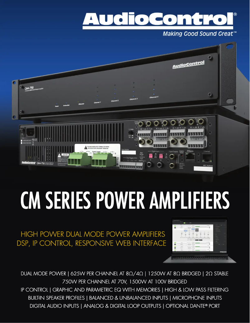 Page n°1 - Fiche technique AudioControl CM4-750D