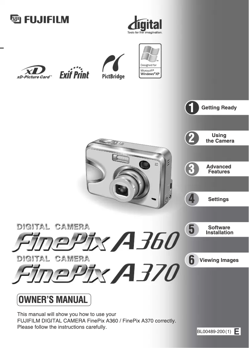 Page 1 de la notice Manuel utilisateur Fujifilm FinePix A360