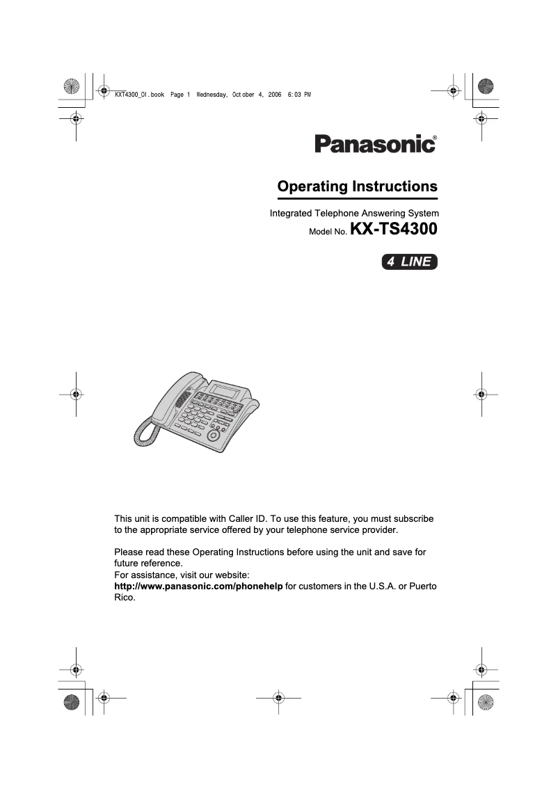 Page 1 de la notice Manuel utilisateur Panasonic KX-TS4300