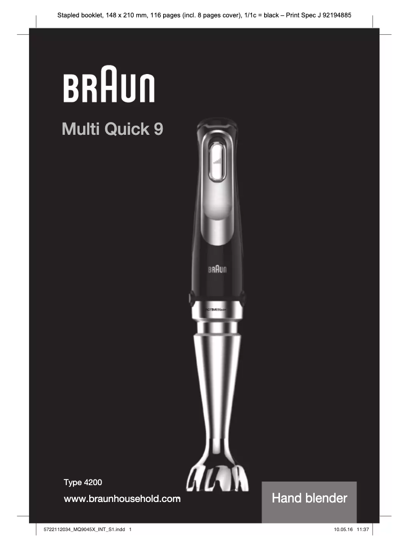 Page 1 de la notice Manuel utilisateur Braun Multiquick 9 MQ9005X
