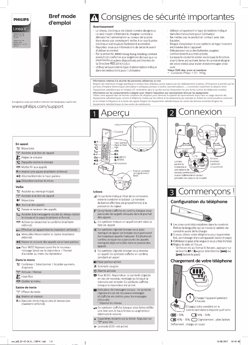 Page n°1 - Guide de démarrage rapide Philips M355