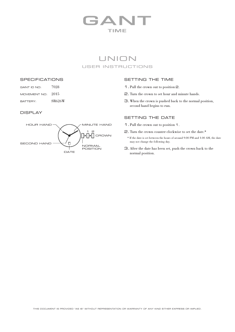 Page 1 de la notice Manuel utilisateur Gant Union 7028